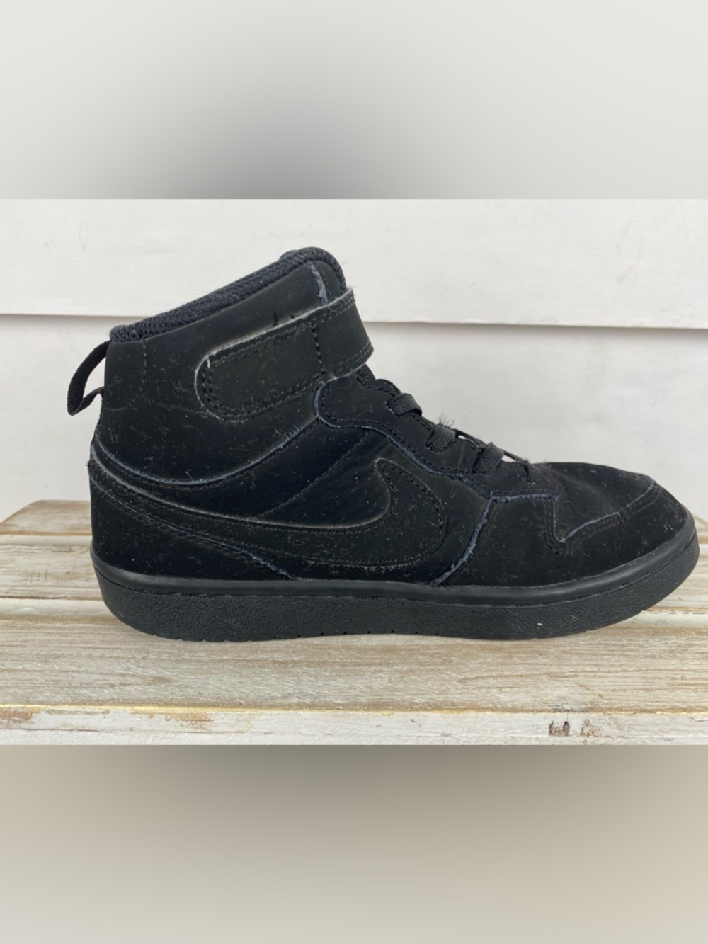 Nike kids Court borough Mid 2 athletic shoes sneakers size 1.5Y black colorway - Picture 2 of 12
